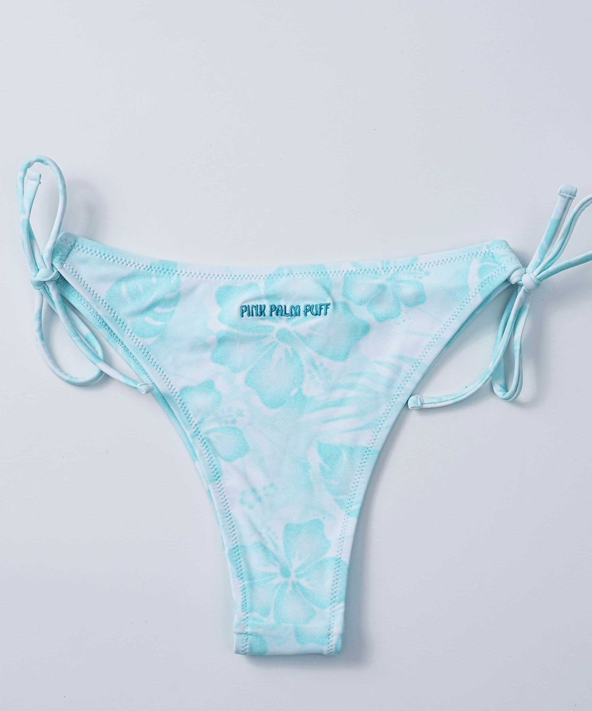 Solei Bottom (Cheeky), cheeky coverage with tie-side detail, in Bahama Bliss - coastal preppy aesthetic beach style by Pink Palm Puff