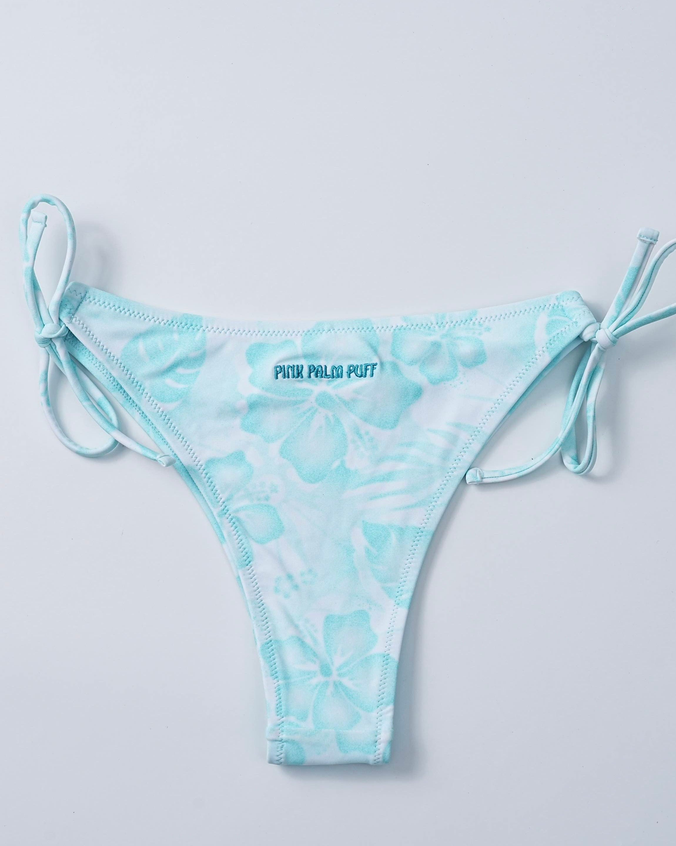Solei Bottom (Cheeky), cheeky coverage with tie-side detail, in Bahama Bliss - coastal preppy aesthetic beach style by Pink Palm Puff