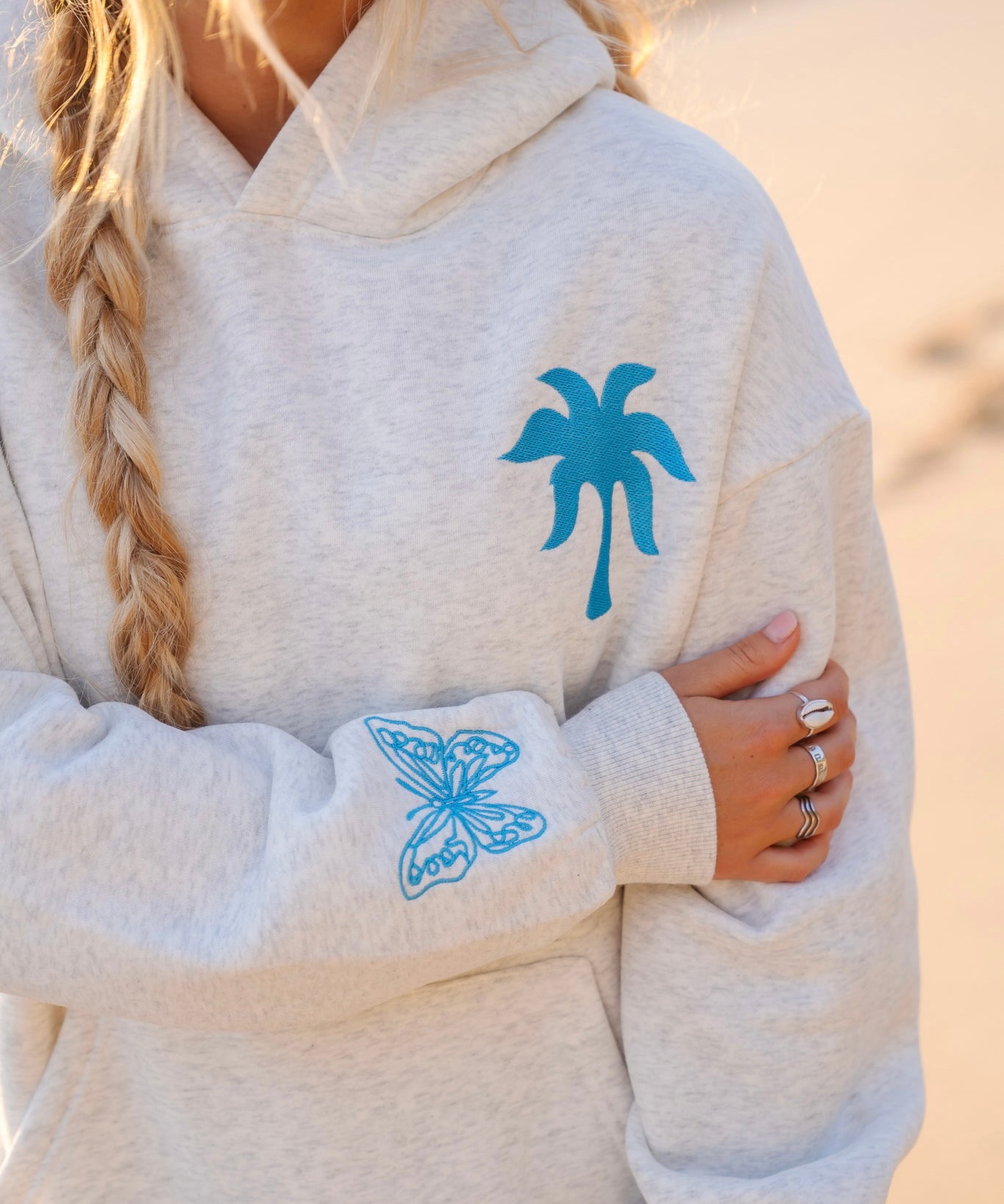 "To Live For the Hope of it All" Hoodie, adjustable drawstring hood and pocket, in Heather - coastal preppy aesthetic beach style by Pink Palm Puff