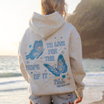 "To Live For the Hope of it All" Hoodie, adjustable drawstring hood and pocket, in Heather - coastal preppy aesthetic beach style by Pink Palm Puff
