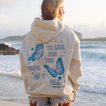 "To Live For the Hope of it All" Hoodie, adjustable drawstring hood and pocket, in Heather - coastal preppy aesthetic beach style by Pink Palm Puff