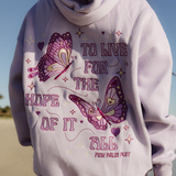 "To Live For the Hope of it All" Hoodie, adjustable drawstring hood and pocket, in Lilac - coastal preppy aesthetic beach style by Pink Palm Puff