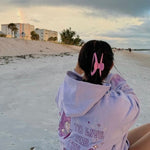 "To Live For the Hope of it All" Hoodie, adjustable drawstring hood and pocket, in Lilac - coastal preppy aesthetic beach style by Pink Palm Puff