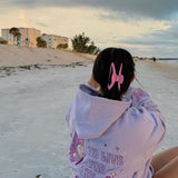 "To Live For the Hope of it All" Hoodie, adjustable drawstring hood and pocket, in Lilac - coastal preppy aesthetic beach style by Pink Palm Puff