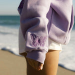 "To Live For the Hope of it All" Hoodie, adjustable drawstring hood and pocket, in Lilac - coastal preppy aesthetic beach style by Pink Palm Puff