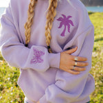 "To Live For the Hope of it All" Hoodie, adjustable drawstring hood and pocket, in Lilac - coastal preppy aesthetic beach style by Pink Palm Puff
