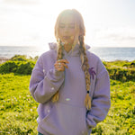 "To Live For the Hope of it All" Hoodie, adjustable drawstring hood and pocket, in Lilac - coastal preppy aesthetic beach style by Pink Palm Puff