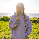 "To Live For the Hope of it All" Hoodie, adjustable drawstring hood and pocket, in Lilac - coastal preppy aesthetic beach style by Pink Palm Puff