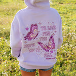 "To Live For the Hope of it All" Hoodie, adjustable drawstring hood and pocket, in Lilac - coastal preppy aesthetic beach style by Pink Palm Puff