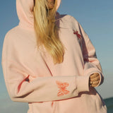 "To Live For the Hope of it All" Hoodie, adjustable drawstring hood and pocket, in Pink - coastal preppy aesthetic beach style by Pink Palm Puff