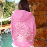 "Under the Sea" Relaxed Hoodie, relaxed fit with an adjustable drawstring hood and pocket, in Seashell Pink - coastal preppy aesthetic beach style by Pink Palm Puff