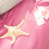 "Under the Sea" Relaxed Hoodie, relaxed fit with an adjustable drawstring hood and pocket, in Seashell Pink - coastal preppy aesthetic beach style by Pink Palm Puff