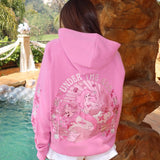 "Under the Sea" Relaxed Hoodie, relaxed fit with an adjustable drawstring hood and pocket, in Seashell Pink - coastal preppy aesthetic beach style by Pink Palm Puff