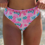 Vela Bottom (Full Coverage), cheeky coverage with tie-side detail, in Coral Crush - coastal preppy aesthetic beach style by Pink Palm Puff
